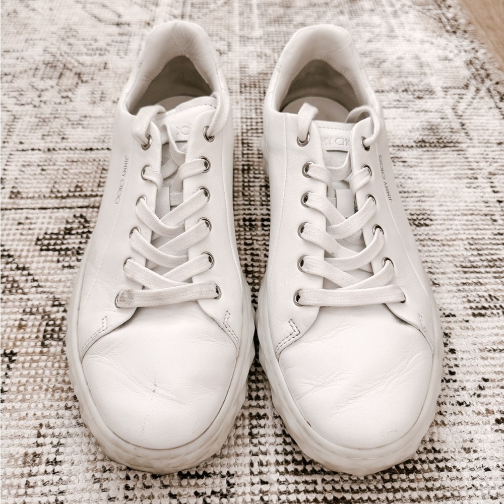 Jimmy Choo Diamond Light/F Leather Low-Top Trainers - Picture 6 of 16